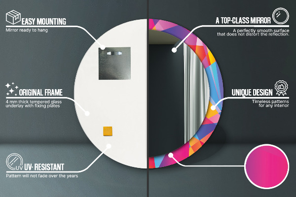 Espejo redondo impreso decorativo redondo Composición geométrica