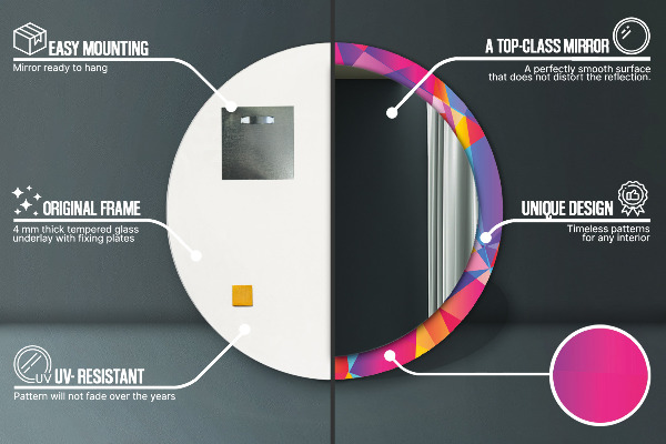 Espejo redondo impreso decorativo redondo Composición geométrica