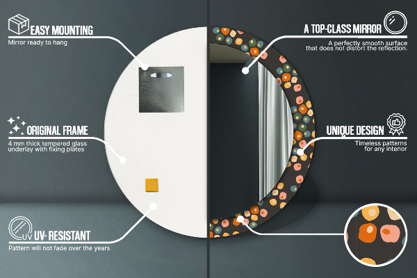 Espejo redondo impreso decorativo redondo Puntos de flores