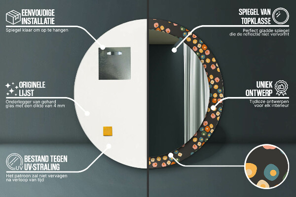 Espejo redondo impreso decorativo redondo Puntos de flores