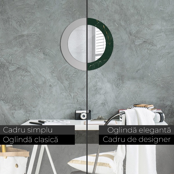 Espejo redondo impreso decorativo redondo Delicadas hojas doradas