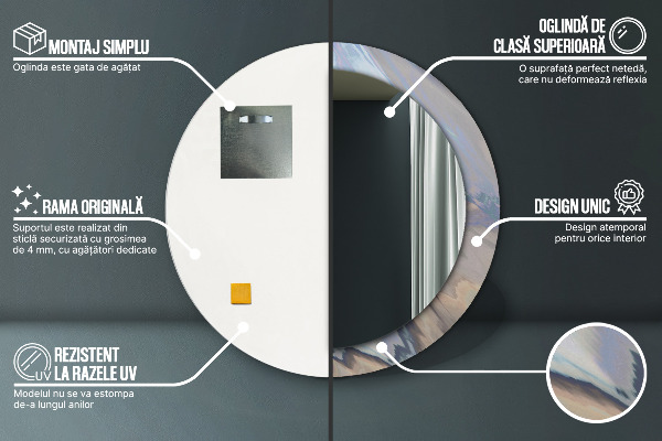 Espejo redondo marco estampado Textura holográfica