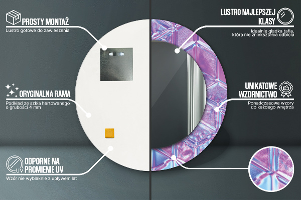 Espejo redondo marco estampado Abstracto surrealista