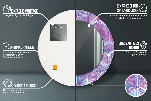 Espejo redondo marco estampado Abstracto surrealista