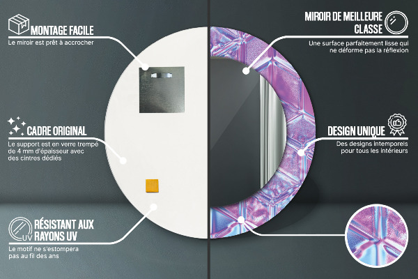 Espejo redondo marco estampado Abstracto surrealista