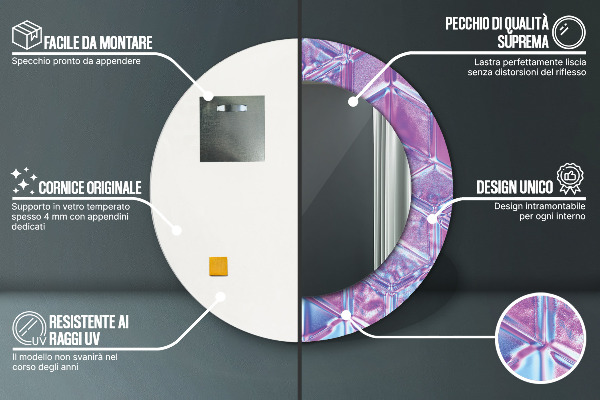 Espejo redondo marco estampado Abstracto surrealista