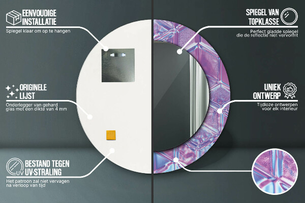 Espejo redondo marco estampado Abstracto surrealista