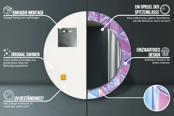 Espejo redondo marco estampado Abstracto surrealista