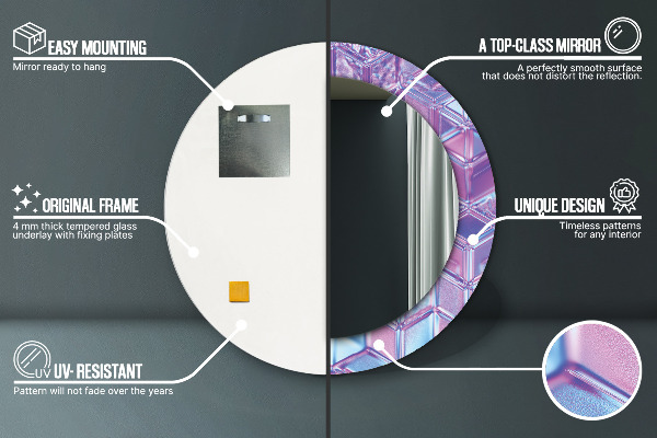 Espejo redondo marco estampado Abstracto surrealista