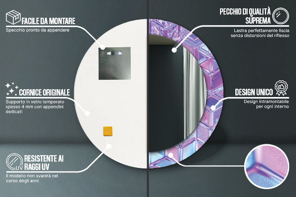 Espejo redondo marco estampado Abstracto surrealista