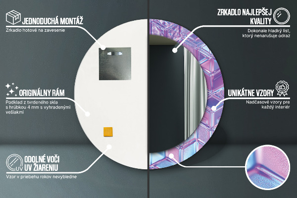 Espejo redondo marco estampado Abstracto surrealista