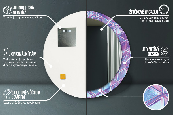 Espejo redondo marco estampado Abstracto surrealista