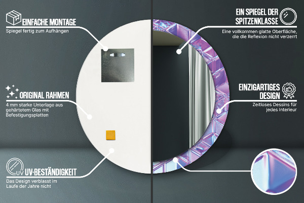 Espejo redondo marco estampado Abstracto surrealista