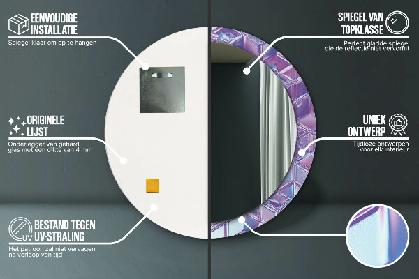 Espejo redondo marco estampado Abstracto surrealista