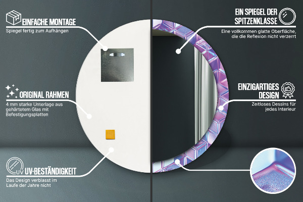 Espejo redondo marco estampado Abstracto surrealista