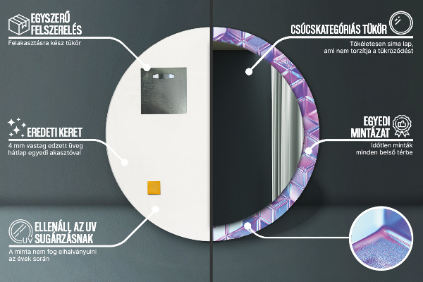 Espejo redondo marco estampado Abstracto surrealista