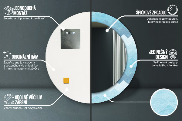 Espejo redondo con decoración Patrón de chevrón