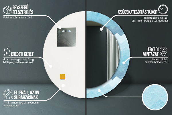 Espejo redondo con decoración Patrón de chevrón