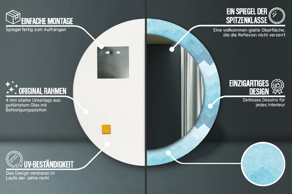 Espejo redondo con decoración Patrón de chevrón