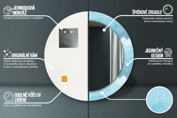 Espejo redondo con decoración Patrón de chevrón