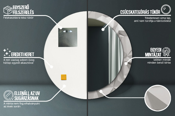 Espejo redondo marco estampado Cristal blanco abstracto