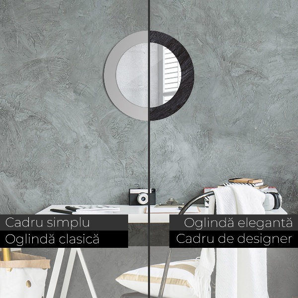 Espejo redondo marco con estampado decorativo Piedra negra