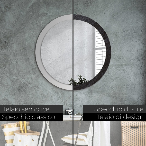 Espejo redondo marco con estampado decorativo Piedra negra