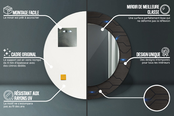 Espejo redondo con decoración Resumen futurista