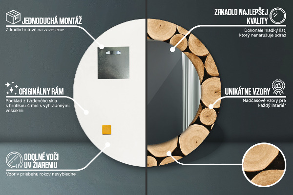 Espejo redondo con decoración Troncos de madera