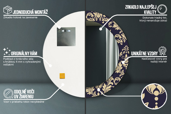 Espejo redondo con decoración Patrón floral