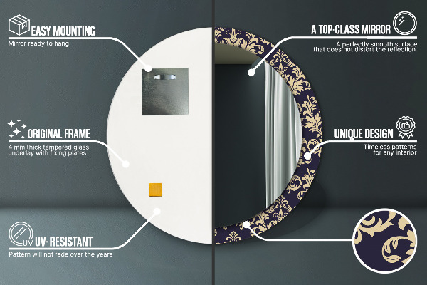 Espejo redondo con decoración Patrón floral