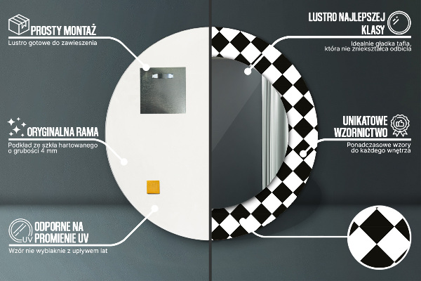 Espejo redondo con decoración Mesa de ajedrez