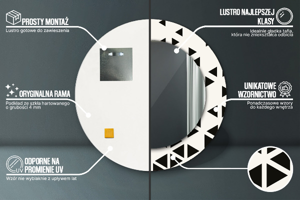 Espejo redondo con decoración Abstracto geométrico