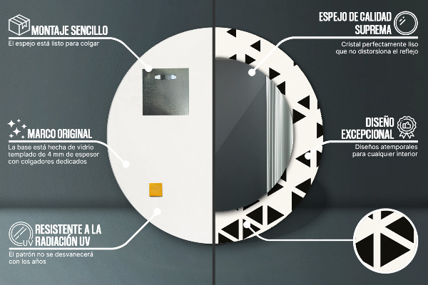 Espejo redondo con decoración Abstracto geométrico