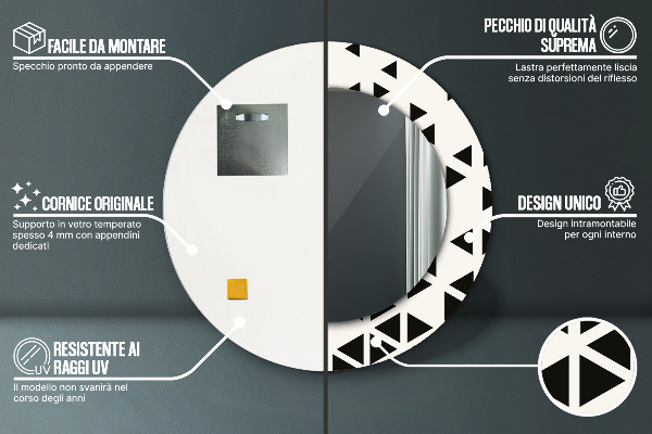Espejo redondo con decoración Abstracto geométrico