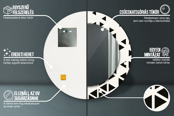 Espejo redondo con decoración Abstracto geométrico