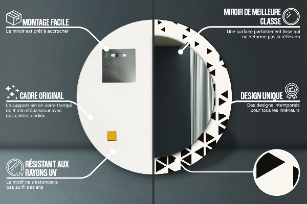 Espejo redondo con decoración Abstracto geométrico