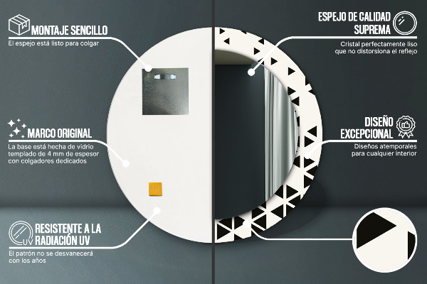 Espejo redondo con decoración Abstracto geométrico