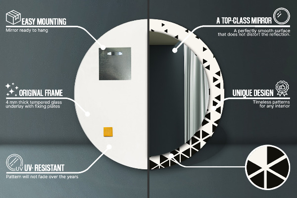 Espejo redondo con decoración Abstracto geométrico