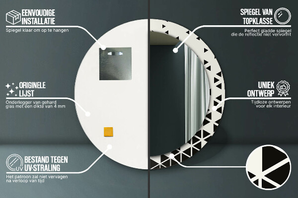 Espejo redondo con decoración Abstracto geométrico