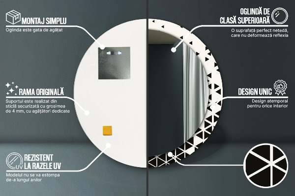 Espejo redondo con decoración Abstracto geométrico