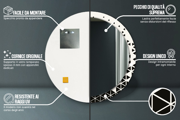 Espejo redondo con decoración Abstracto geométrico