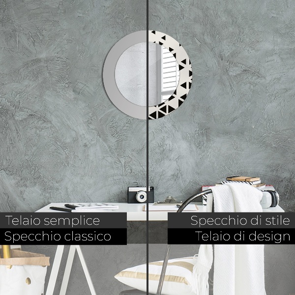 Espejo redondo con decoración Abstracto geométrico