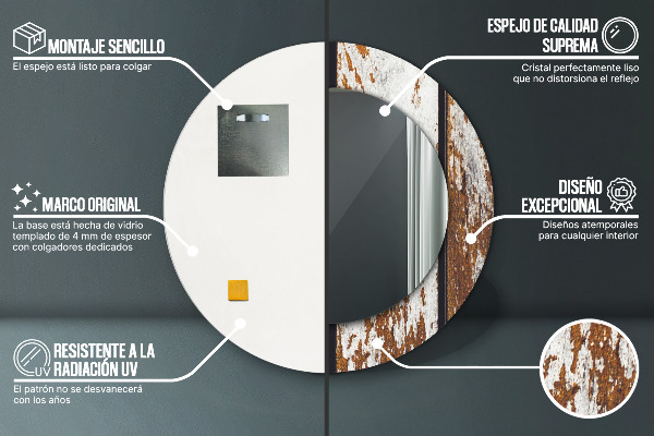 Espejo ścienne decorativo redondo Madera oscura de época
