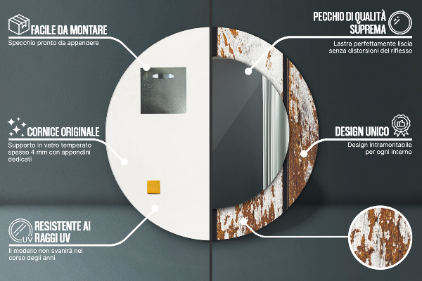 Espejo ścienne decorativo redondo Madera oscura de época