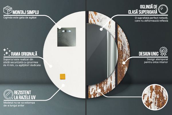 Espejo ścienne decorativo redondo Madera oscura de época