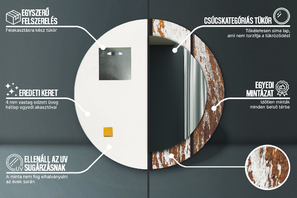 Espejo ścienne decorativo redondo Madera oscura de época