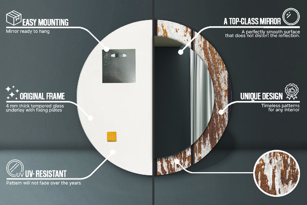 Espejo ścienne decorativo redondo Madera oscura de época