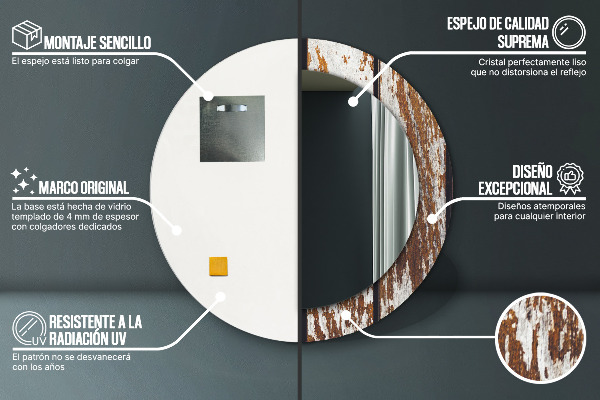 Espejo ścienne decorativo redondo Madera oscura de época