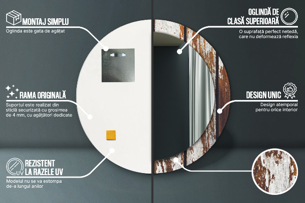 Espejo ścienne decorativo redondo Madera oscura de época